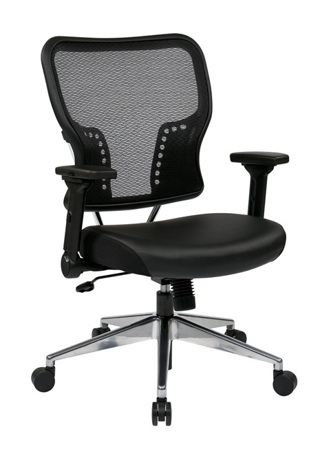 Air Grid® Back And Bonded Leather Seat Chair - Black (213-E37P91F3)