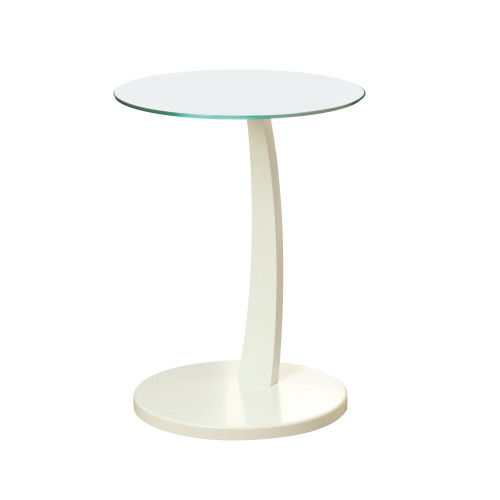 17.75" X 17.75" X 24" White/Clear, Particle Board, Tempered Glass - Accent Table (332979)