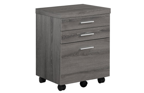 17.75" X 18.25" X 25.25" Dark Taupe, Black, Particle Board, 3 Drawers - Filing Cabinet (333352)