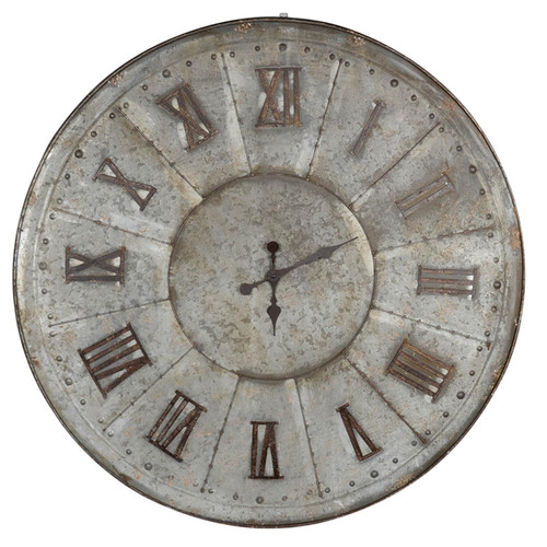 Oversized Rustic Galvanized Metal Round Wall Clock (401287)