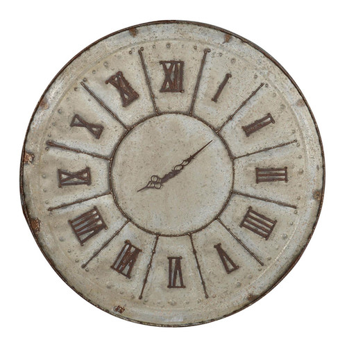Rustic Farmhouse Distressed Tin Round Wall Clock (401288)