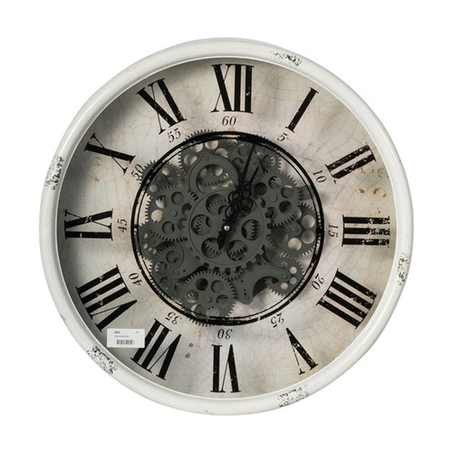 Rustic White Industrial Gear Vintage Wall Clock (401297)