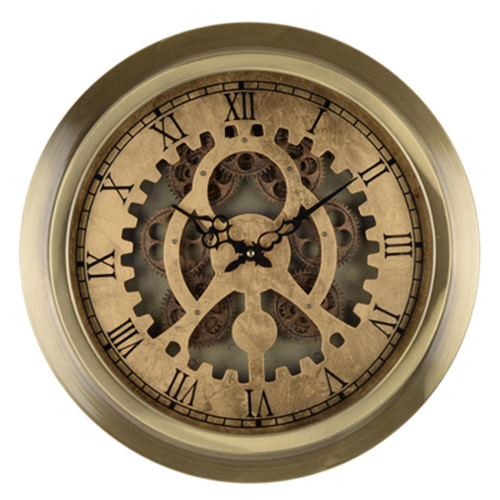 Gold Industrial Style Round Wall Clock (401299)