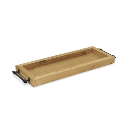 Long Wood Tray With Metal Handles (401774)