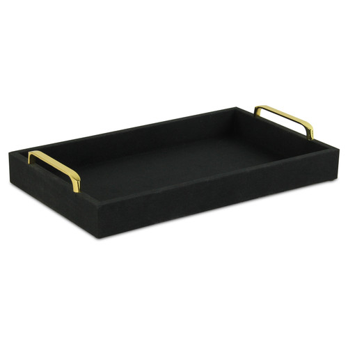 Black Linen And Wooden Tray (401792)