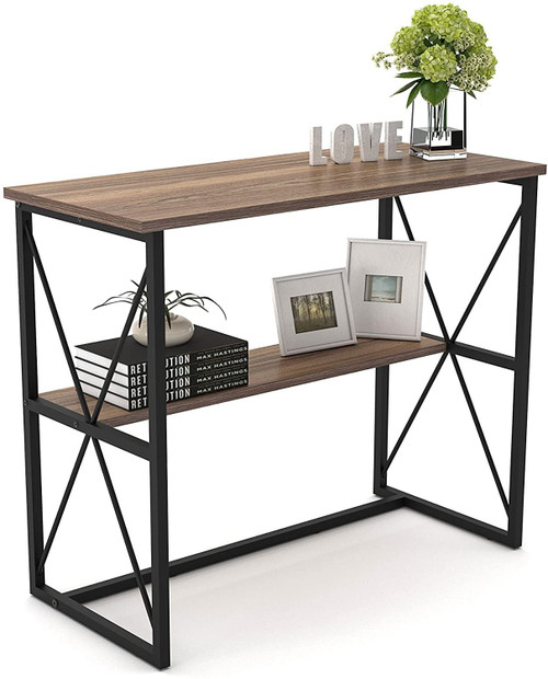 Mod Walnut And Black Four Console Table With Shelf (403590)