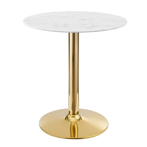 Verne 28" Artificial Marble Dining Table - Gold White EEI-4548-GLD-WHI