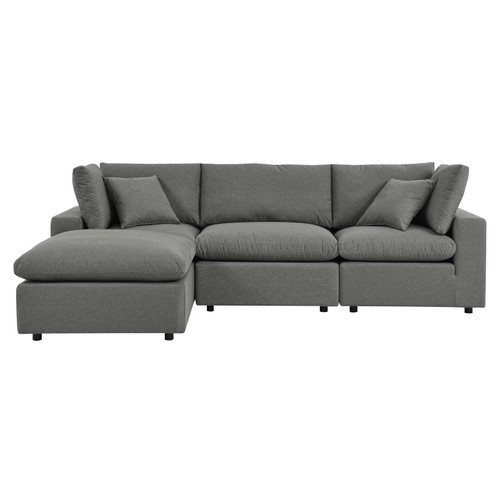 Commix 4-Piece Outdoor Patio Sectional Sofa - Charcoal EEI-5580-CHA