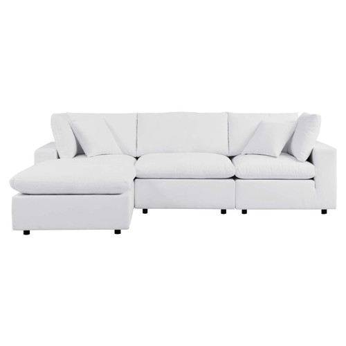 Commix 4-Piece Sunbrella Outdoor Patio Sectional Sofa - White EEI-5581-WHI