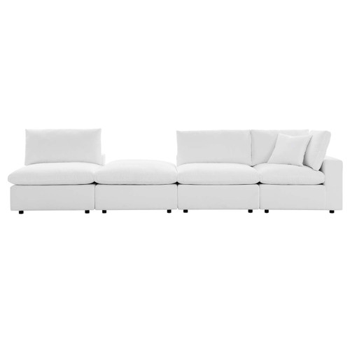 Commix 4-Piece Sunbrella Outdoor Patio Sectional Sofa - White EEI-5582-WHI