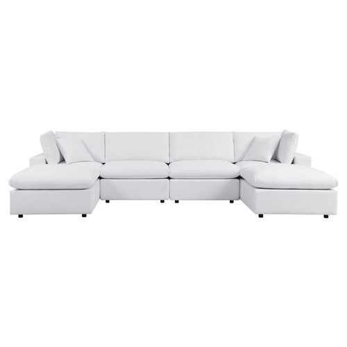 Commix 6-Piece Sunbrella Outdoor Patio Sectional Sofa - White EEI-5586-WHI
