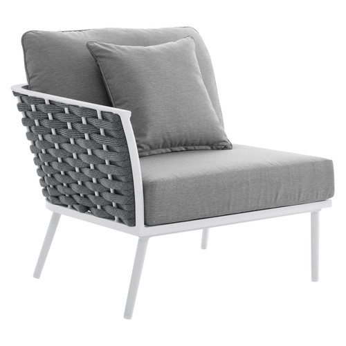 Stance Outdoor Patio Aluminum Left-Facing Armchair - White Gray EEI-5565-WHI-GRY