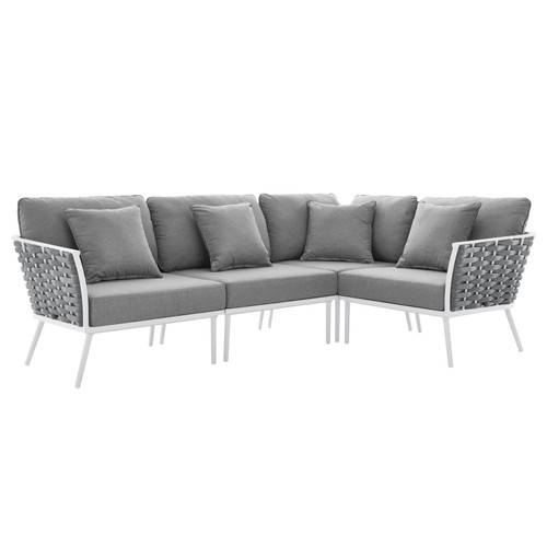 Stance Outdoor Patio Aluminum Outdoor Patio Aluminum Large Sectional Sofa - White Gray EEI-5753-WHI-GRY