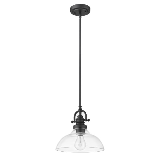 Matte Black Hanging Light With Glass Dome Shade (398181)