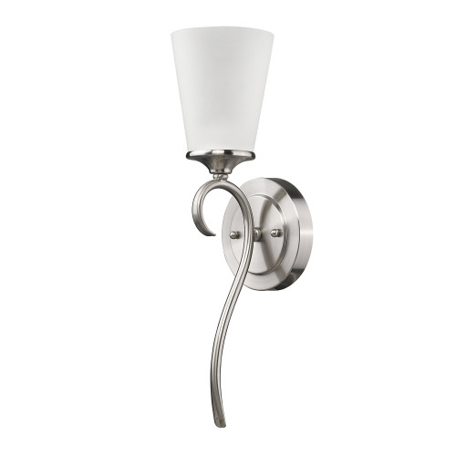 Curved Silver Metal Wall Sconce With Glass Shade (398709)