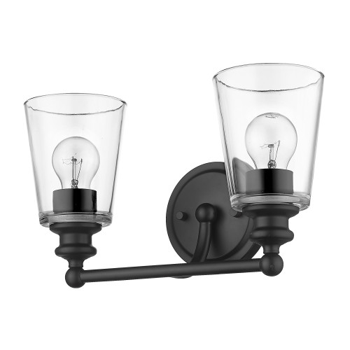 Two Light Matte Black Glass Shade Wall Sconce (398760)