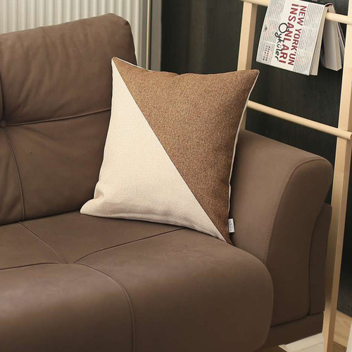 Brown And White Diagonal Decorative Throw Pillow (399460)