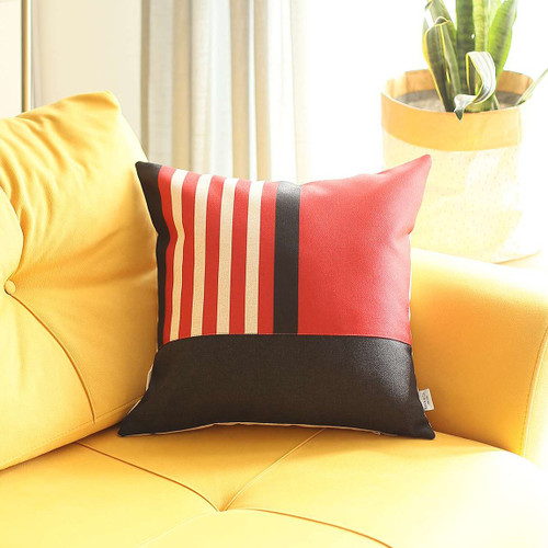 Red And Black Printed Geometric Throw Pillow (399494)