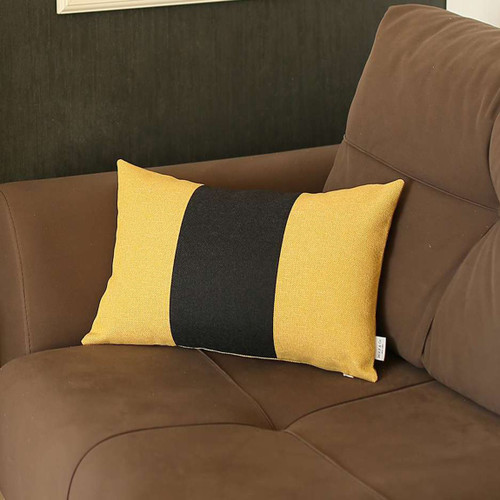 Yellow And Black Midsection Lumbar Throw Pillow (399524)