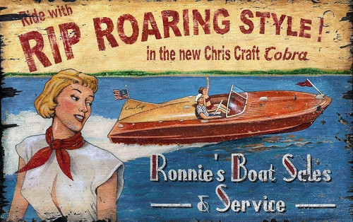 Vintage Style Boat Advertisement Wall Art (401558)