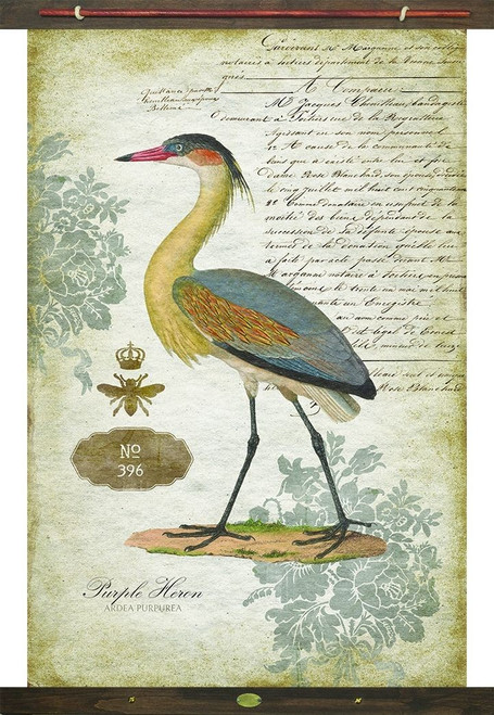 Yellow Vintage Heron Tapestry Wall Decor (401614)
