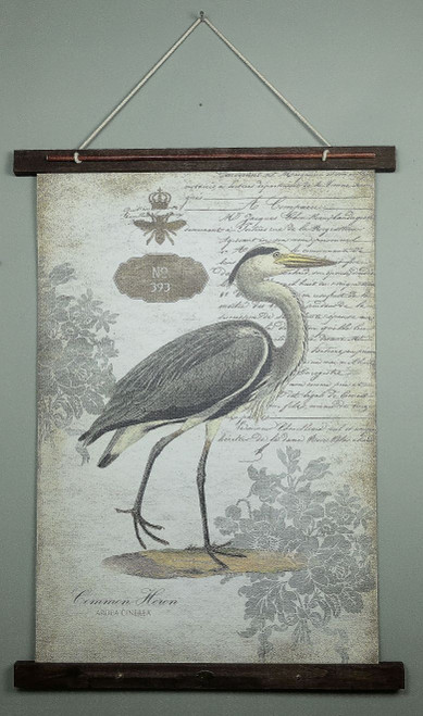 Grey Vintage Heron Large Tapestry Wall Decor (401623)