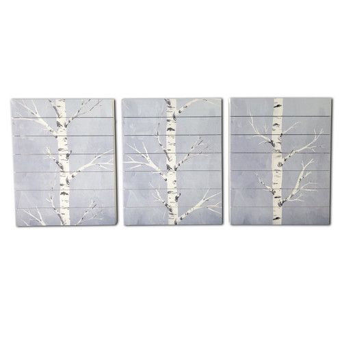 Three Piece Birch Tree Wood Plank Wall Art Set (401717)