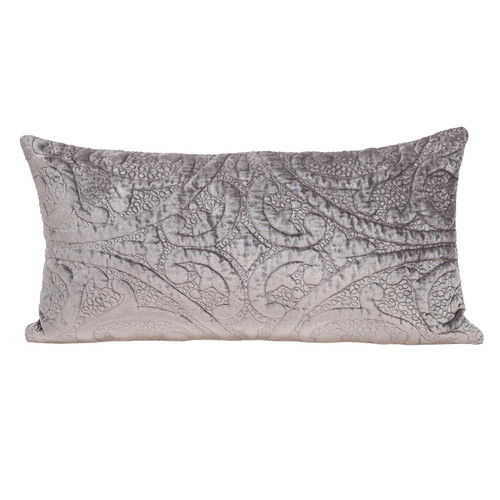 Taupe Quilted Velvet Lumbar Throw Pillow (402841)