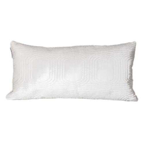 Quilted Velvet White Lumbar Throw Pillow (402893)