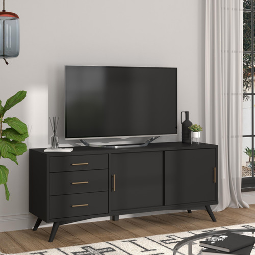 Flair 64" Black Mid Century Mod Tv Console (404264)