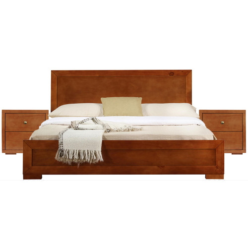 Moma Cherry Wood Platform Queen Bed With Two Nightstands (468262)