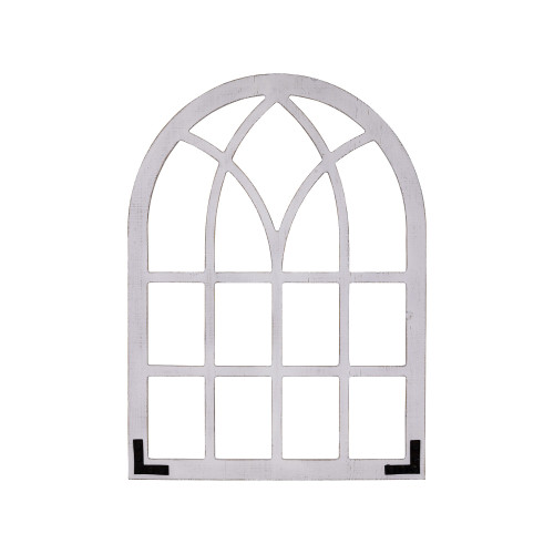 White Distressed Window Pane Wall Mirror (396770)