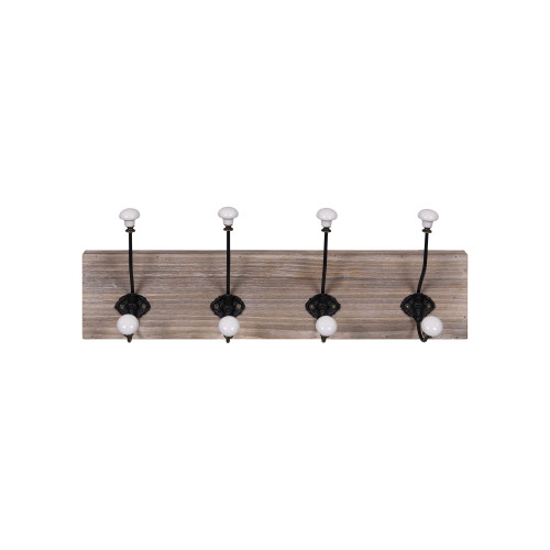 Wood And Metal Hooks With Ceramic Knobs (396806)