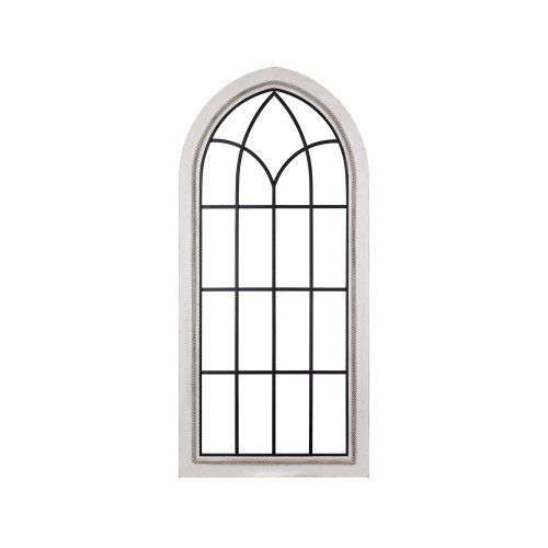 White Wood And Metal Window Panel Wall Decor (396810)
