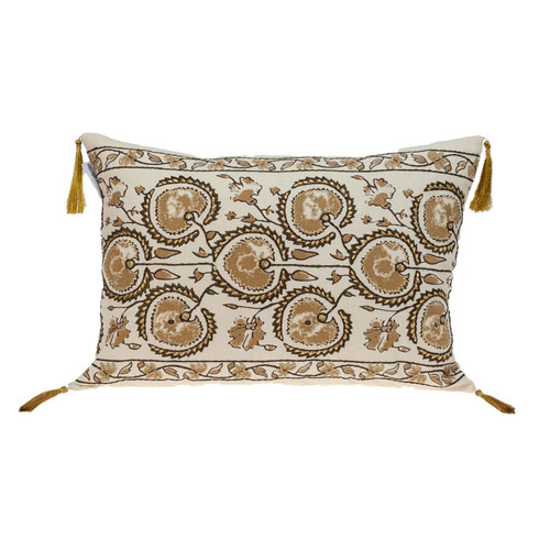 Gold And Bronze Embroidered Decorative Lumbar Pillow (402712)