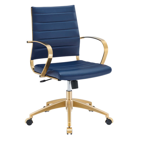 Jive Gold Stainless Steel Midback Office Chair - Gold Navy EEI-3418-GLD-NAV