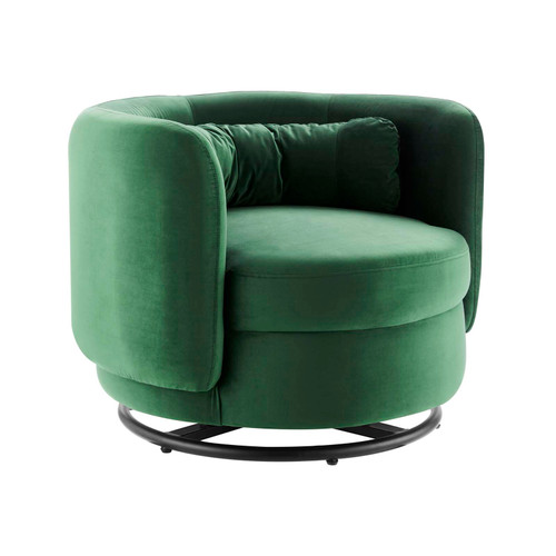 Relish Performance Velvet Performance Velvet Swivel Chair - Black Emerald EEI-5001-BLK-EME