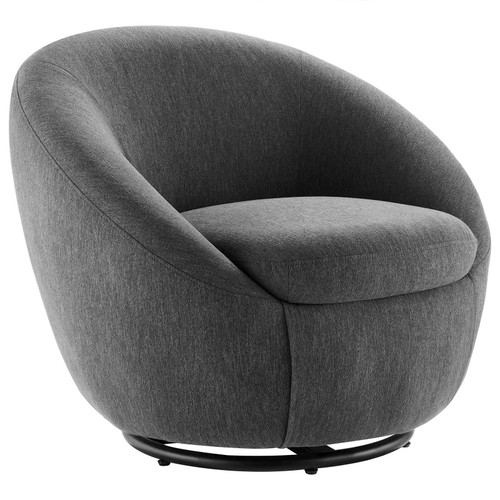 Buttercup Fabric Upholstered Upholstered Fabric Swivel Chair - Black Charcoal EEI-5006-BLK-CHA