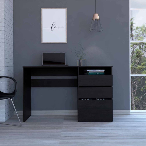 Echo Black Computer Desk With Three Drawers (403805)