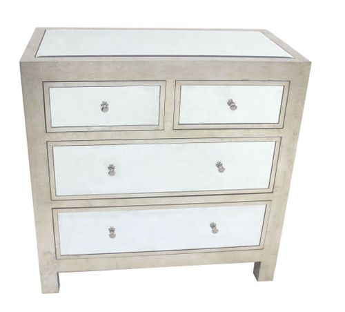 18" X 36" X 36" Silver, 4 Drawer, Mirrored, Wood - Cabinet (274425)