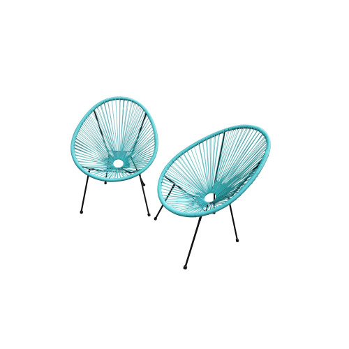 Set Of Two Teal Mod Indoor Outdoor String Chairs (416239)