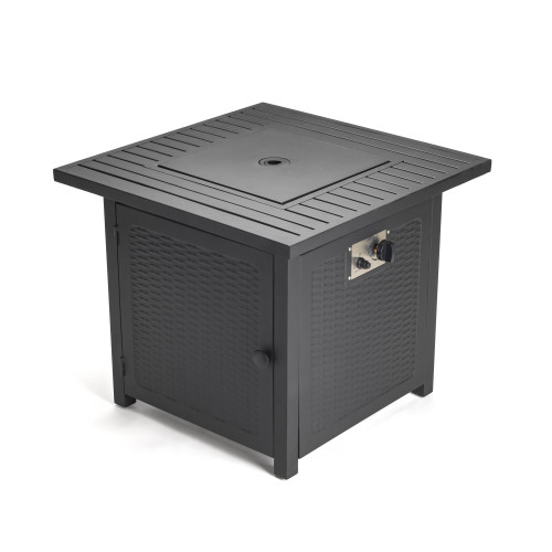 Matte Black Square Propane Fire Pit With Cover (416242)