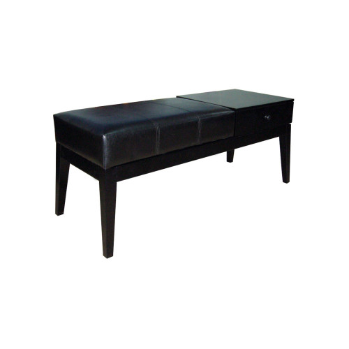Dark Brown Leather Storage Bench With Drawer (469312)