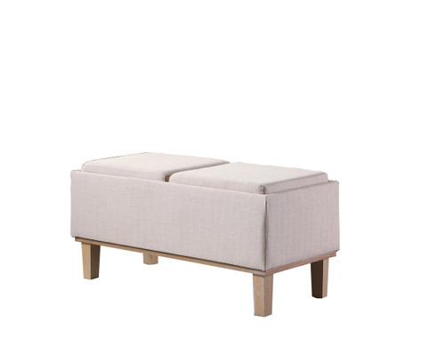 Beige Linen Look And Natural Storage Bench With Tray (469359)