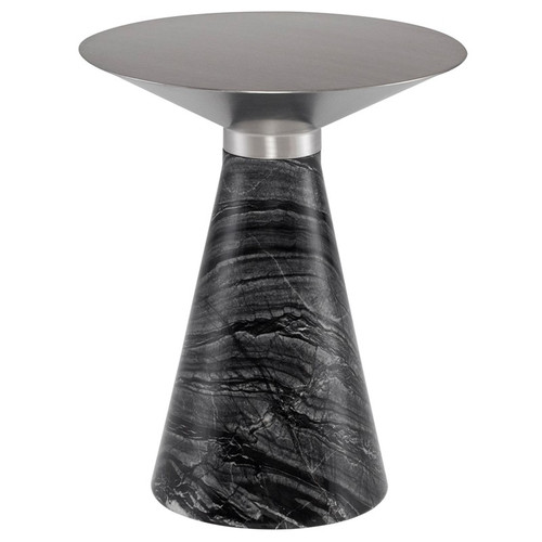 Iris Side Table - Silver/Black Wood Vein (HGNA551)