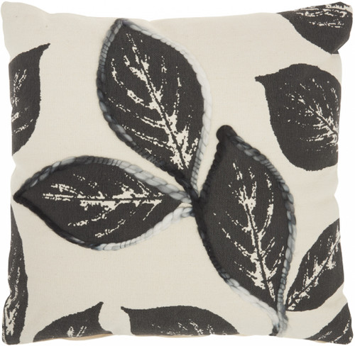 Floral Handcrafted Charcoal Accent Throw Pillow (386329)