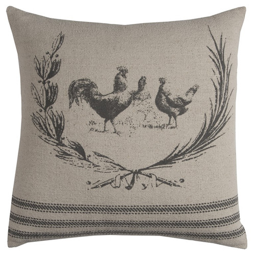 Gray Distressed Farmhouse Rooster Throw Pillow (403210)