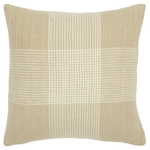 Beige White Plaid Pattern Throw Pillow (403314)