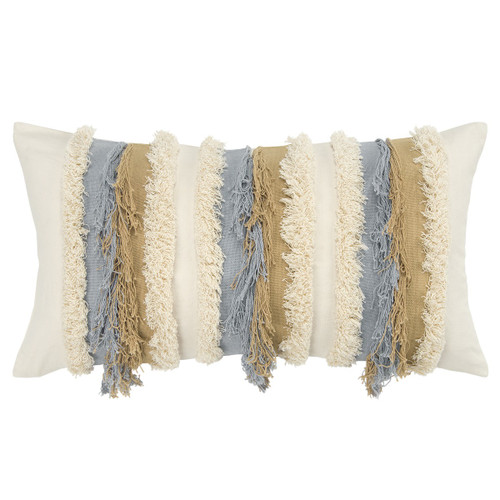 Ivory Beige Textural Strands Lumbar Pillow (403334)