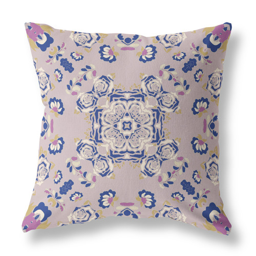 26" Lavender Blue Wreath Indoor Outdoor Zippered Throw Pillow (411278)